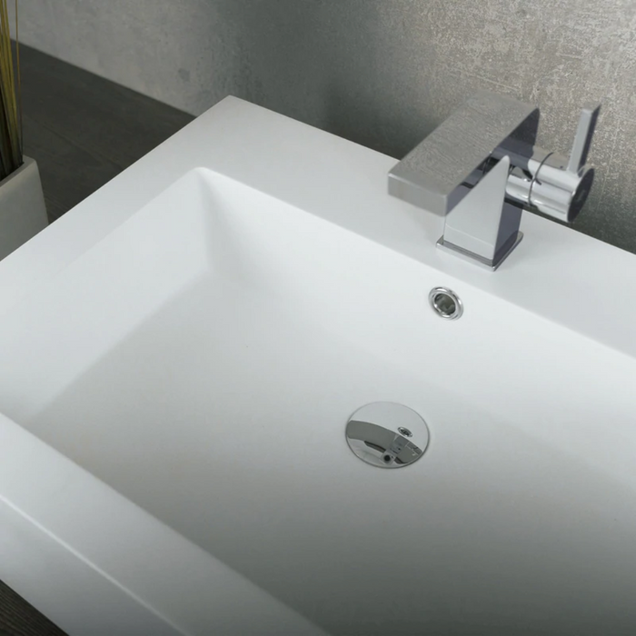 Square Bathroom Sink - Over Mount - 24" Solid Surface/Matt White - Last Unit Special Offer