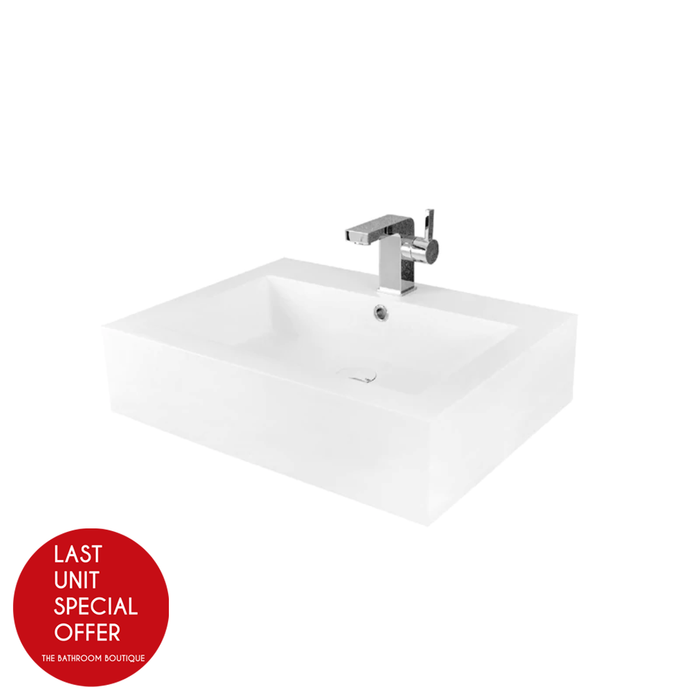 Square Bathroom Sink - Over Mount - 24" Solid Surface/Matt White - Last Unit Special Offer