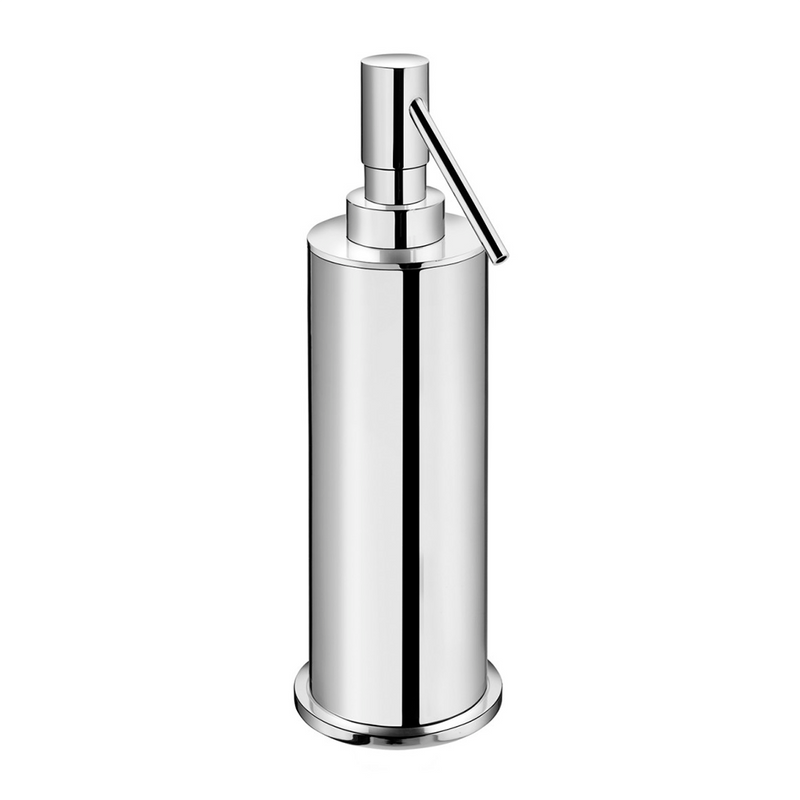Kubic Soap Dispenser - Free Standing - 9" Brass/Polished Chrome