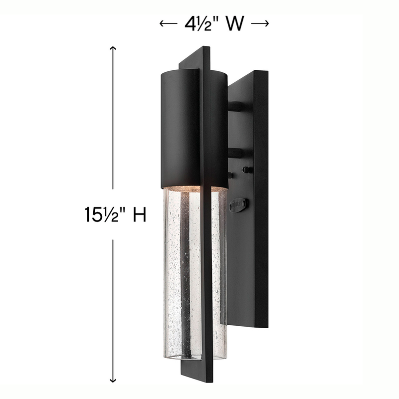 Shelter Outdoor Entrance Wall Light - Wall Mount - 16" Aluminum/Glass/Black