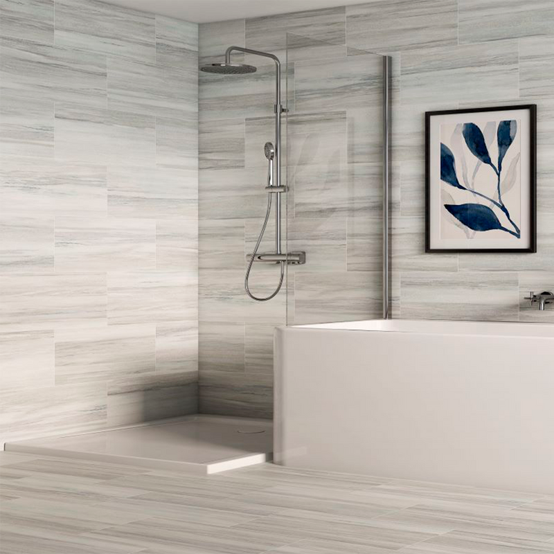 Lithology Astoria Gray Floor Tile - Wall or Floor Mount - 12 x 24" Porcelain/Gray