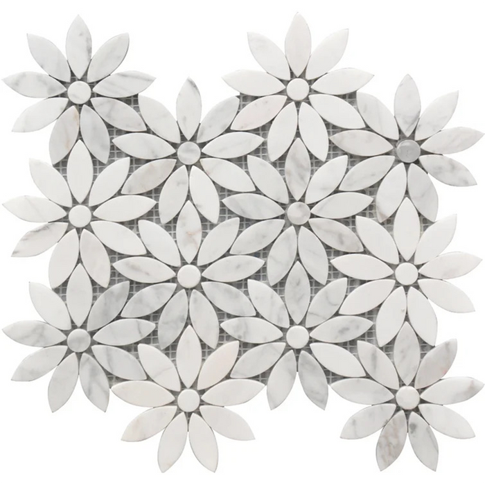 Rockart Daisy Flower Mosaic Wall Tile - Wall Or Floor Mount - 10 x 12" Natural Stone/White/ $ 19.00 Price Per Piece