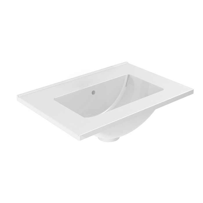 Little 2 Drawers Bathroom Vanity with Ceramic Sink - Wall Mount - 20" Particle Board Laminated/Matt White