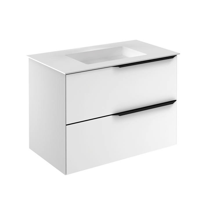 Mio 2 Drawers Bathroom Vanity with Mineral Sink - Wall Mount - 32" Particle Board Laminated/Matt White