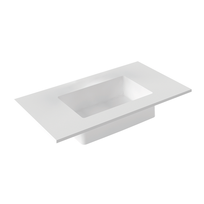 Mio 2 Drawers Bathroom Vanity with Mineral Sink - Wall Mount - 32" Particle Board Laminated/Matt White
