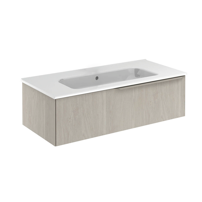 Mio 1 Drawer Bathroom Vanity with Ceramic Sink - Wall Mount - 40" Particle Board Laminated/White Oak