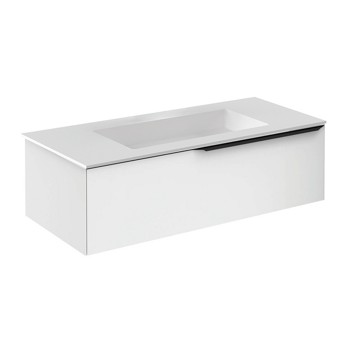 Mio 1 Drawer Bathroom Vanity with Mineral Sink - Wall Mount - 40" Particle Board Laminated/Matt White