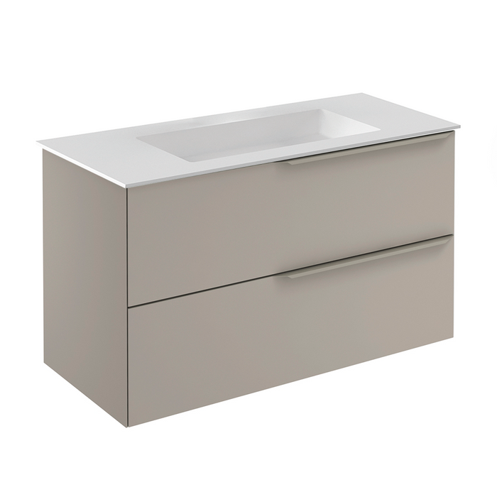 Mio 2 Drawers Bathroom Vanity with Mineral Sink - Wall Mount - 40" Particle Board Laminated/Sand Matt