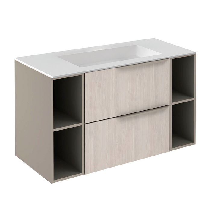 Mio 2 Drawers Bathroom Vanity with Mineral Sink - Wall Mount - 40" Particle Board Laminated/White Oak