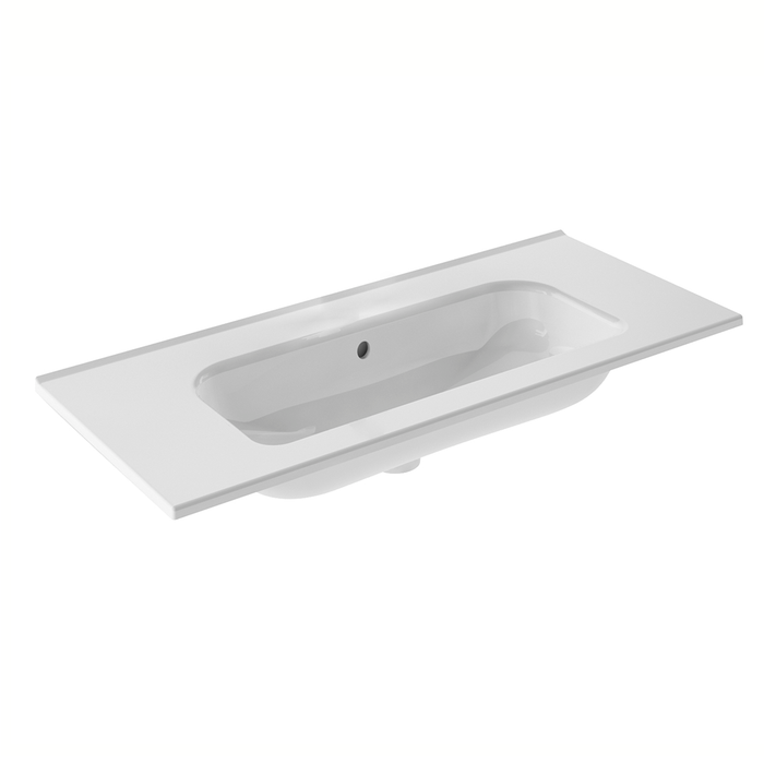 Mio 2 Drawers Bathroom Vanity with Ceramic Sink - Wall Mount - 40" Particle Board Laminated/Matt White