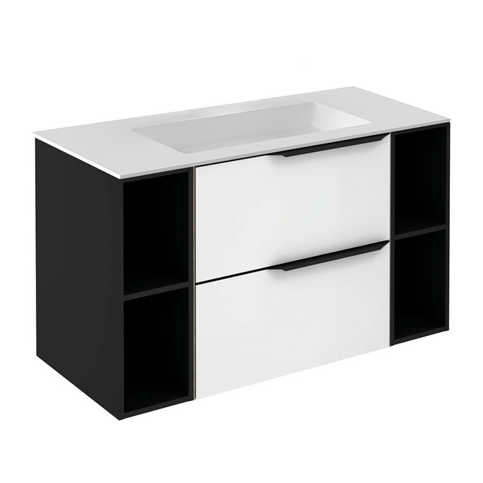 Mio 2 Drawers Bathroom Vanity with Mineral Sink - Wall Mount - 40" Particle Board Laminated/Matt White