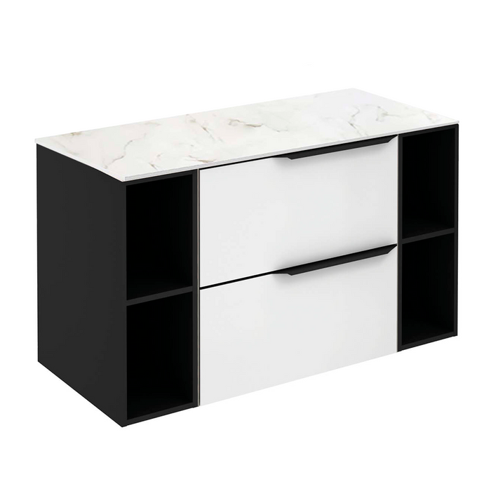 Mio 2 Drawers Bathroom Vanity with Mineral Countertop - Wall Mount - 40" Particle Board Laminated/Matt White
