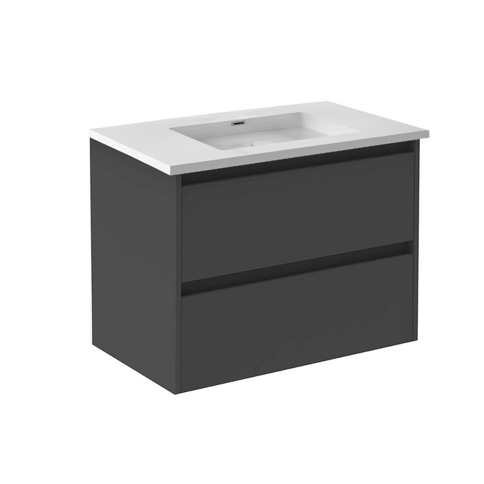 Sansa 2 Drawers Bathroom Vanity with Mineral Sink - Wall Mount - 32" Particle Board Laminated/Anthracite