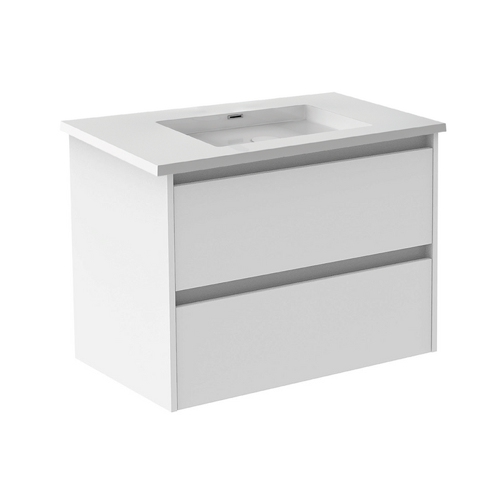 Sansa 2 Drawers Bathroom Vanity with Mineral Sink - Wall Mount - 32" Particle Board Laminated/White