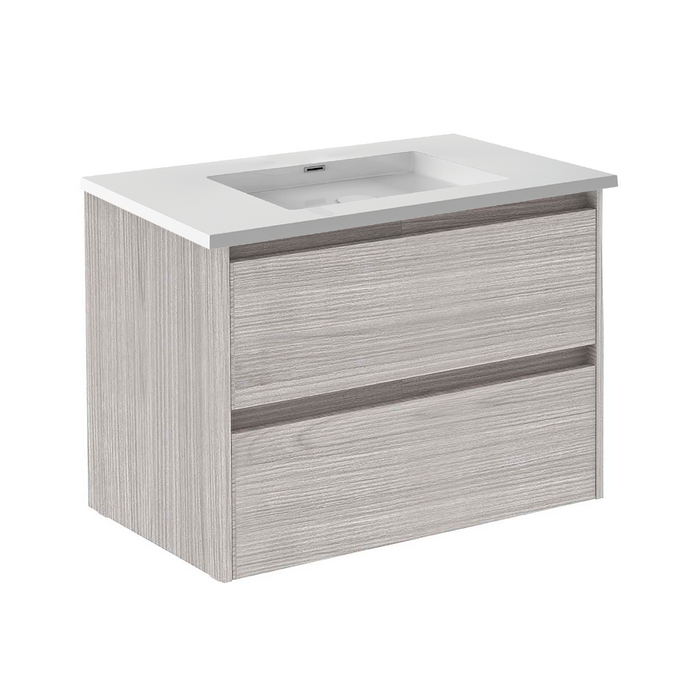 Sansa 2 Drawers Bathroom Vanity with Mineral Sink - Wall Mount - 32" Particle Board Laminated/Sandy Grey