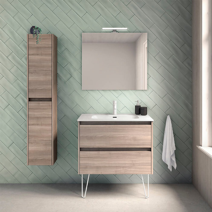 Sansa 2 Drawers Bathroom Vanity with Mineral Sink - Wall Mount - 32" Particle Board Laminated/Sandy Grey